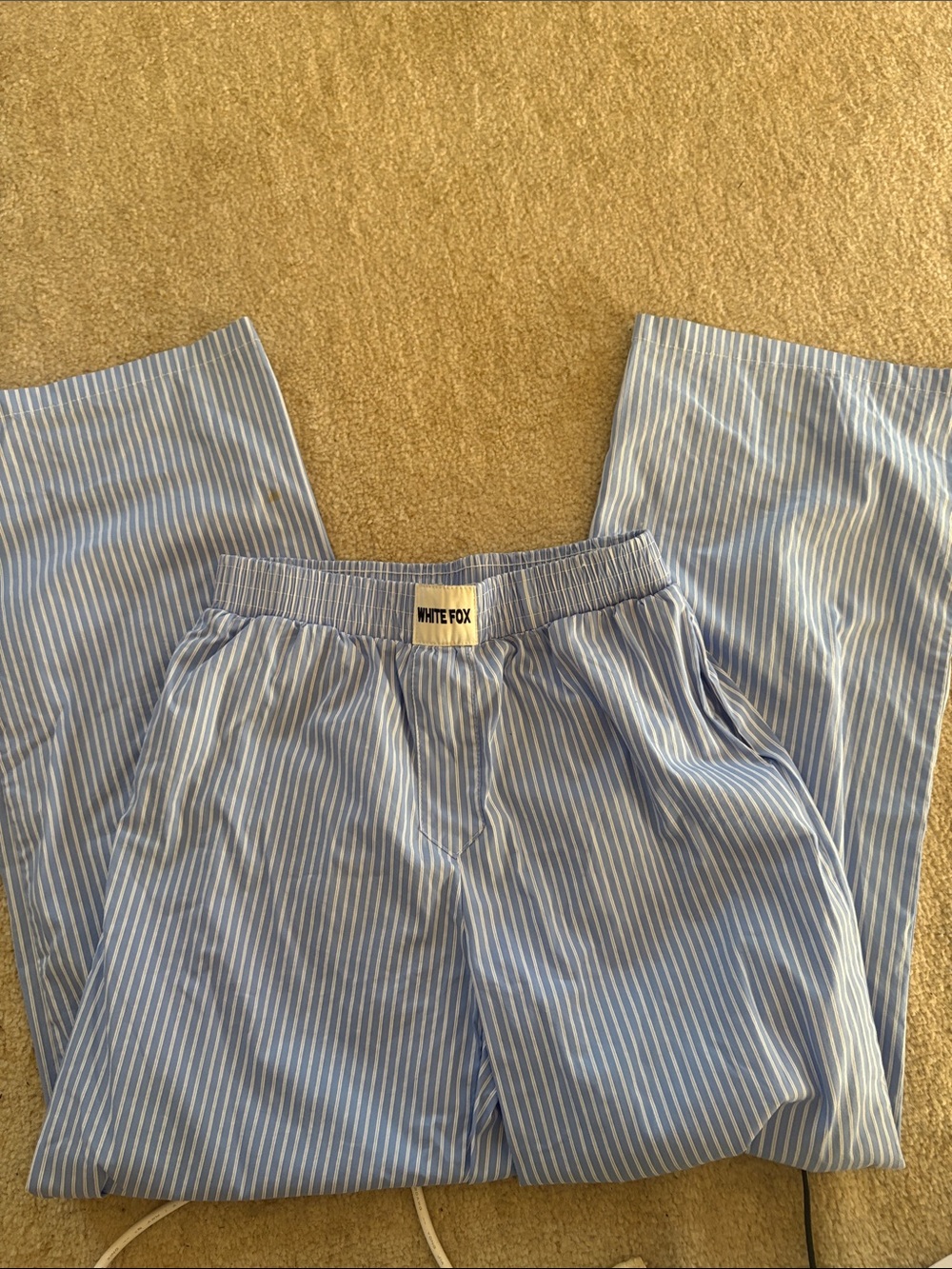 White Fox Boutique Light Blue & White Striped Wide Leg Pants